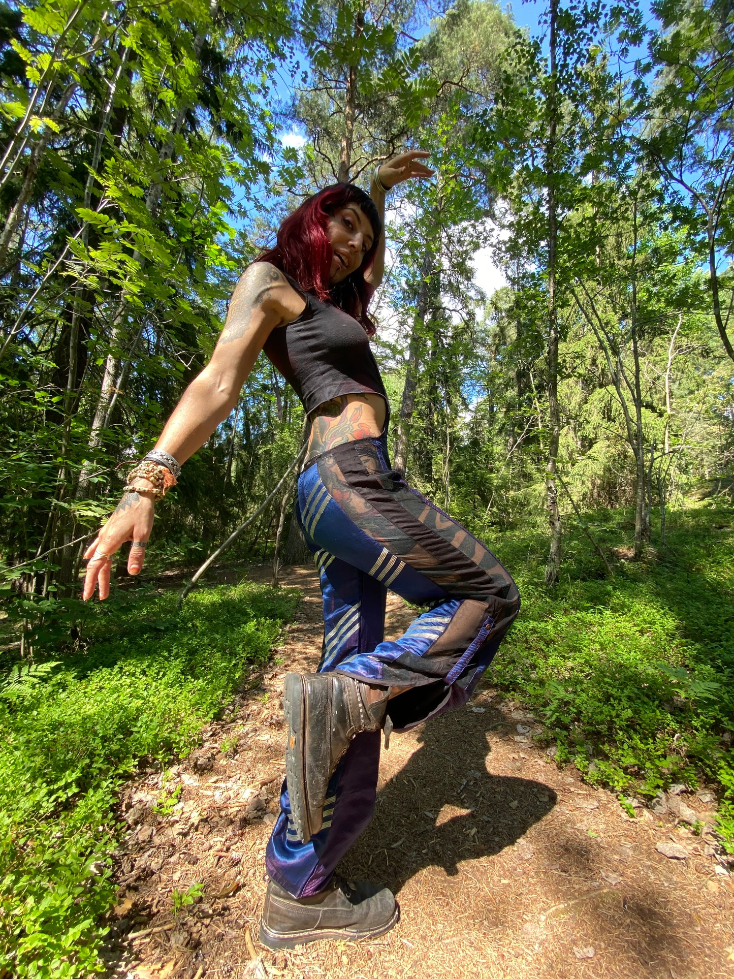 Silk suspender pants