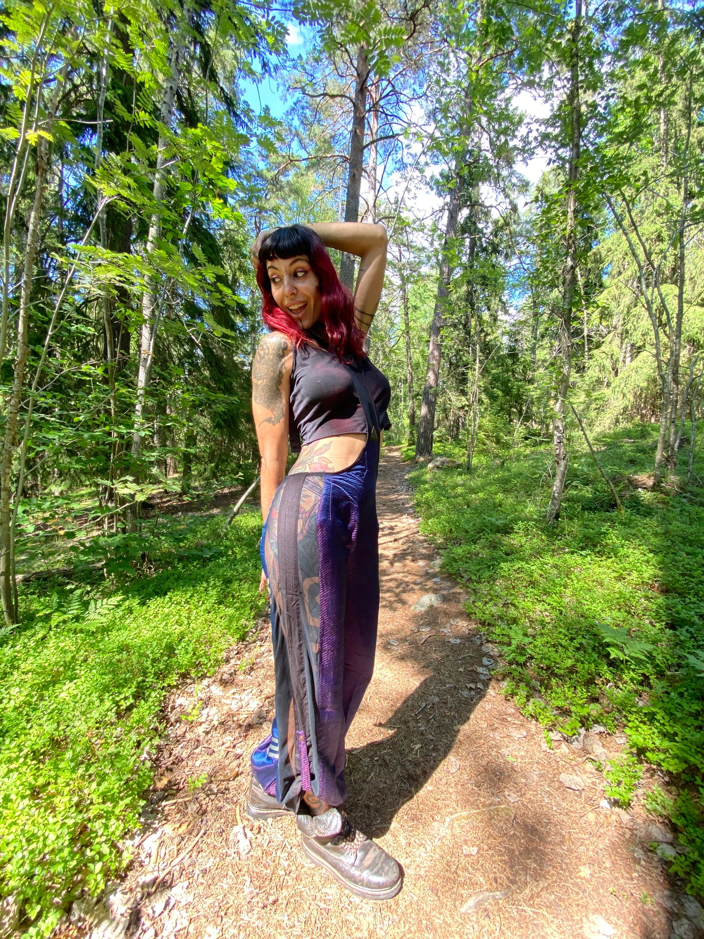 Silk suspender pants