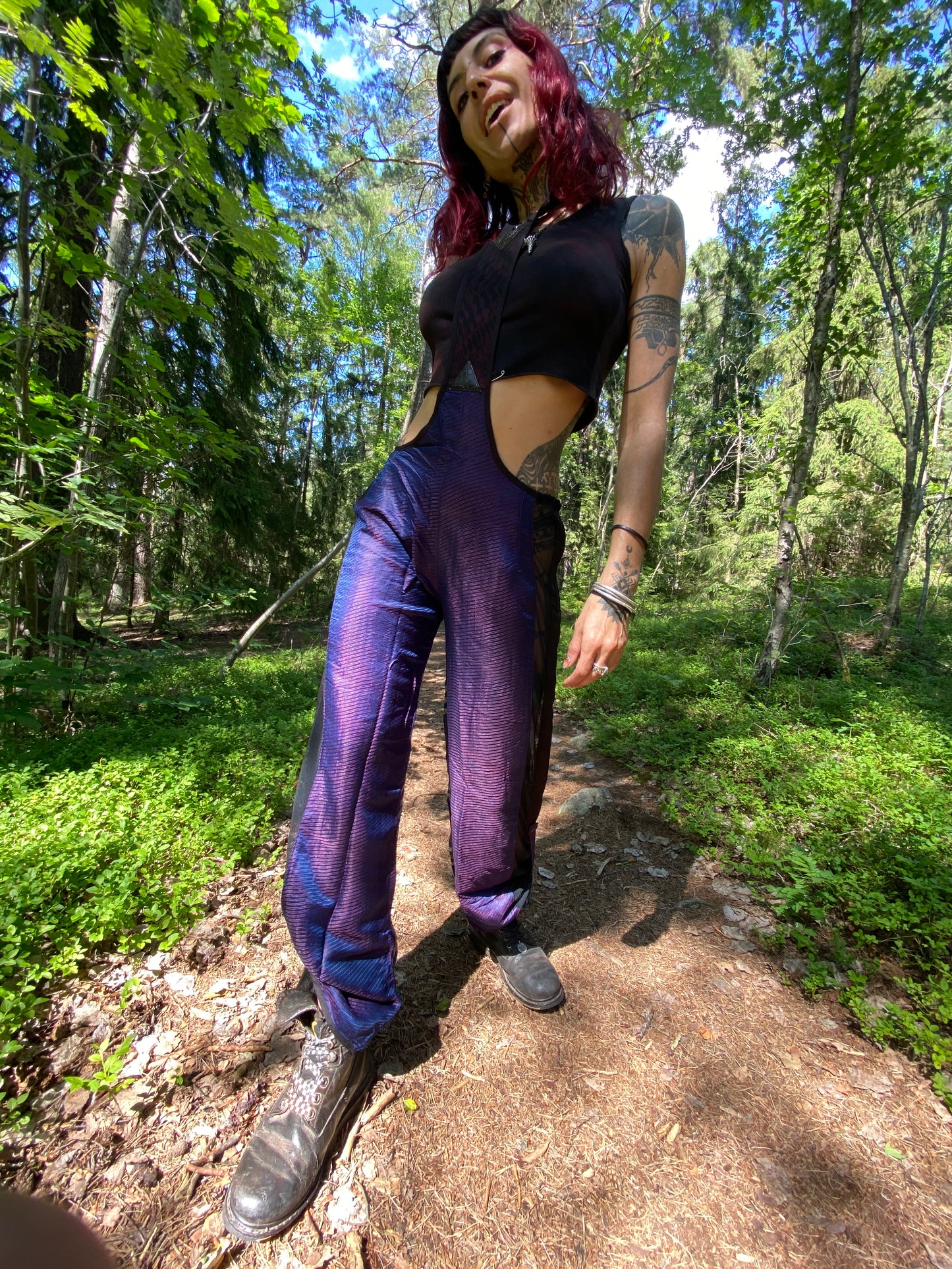 Silk suspender pants