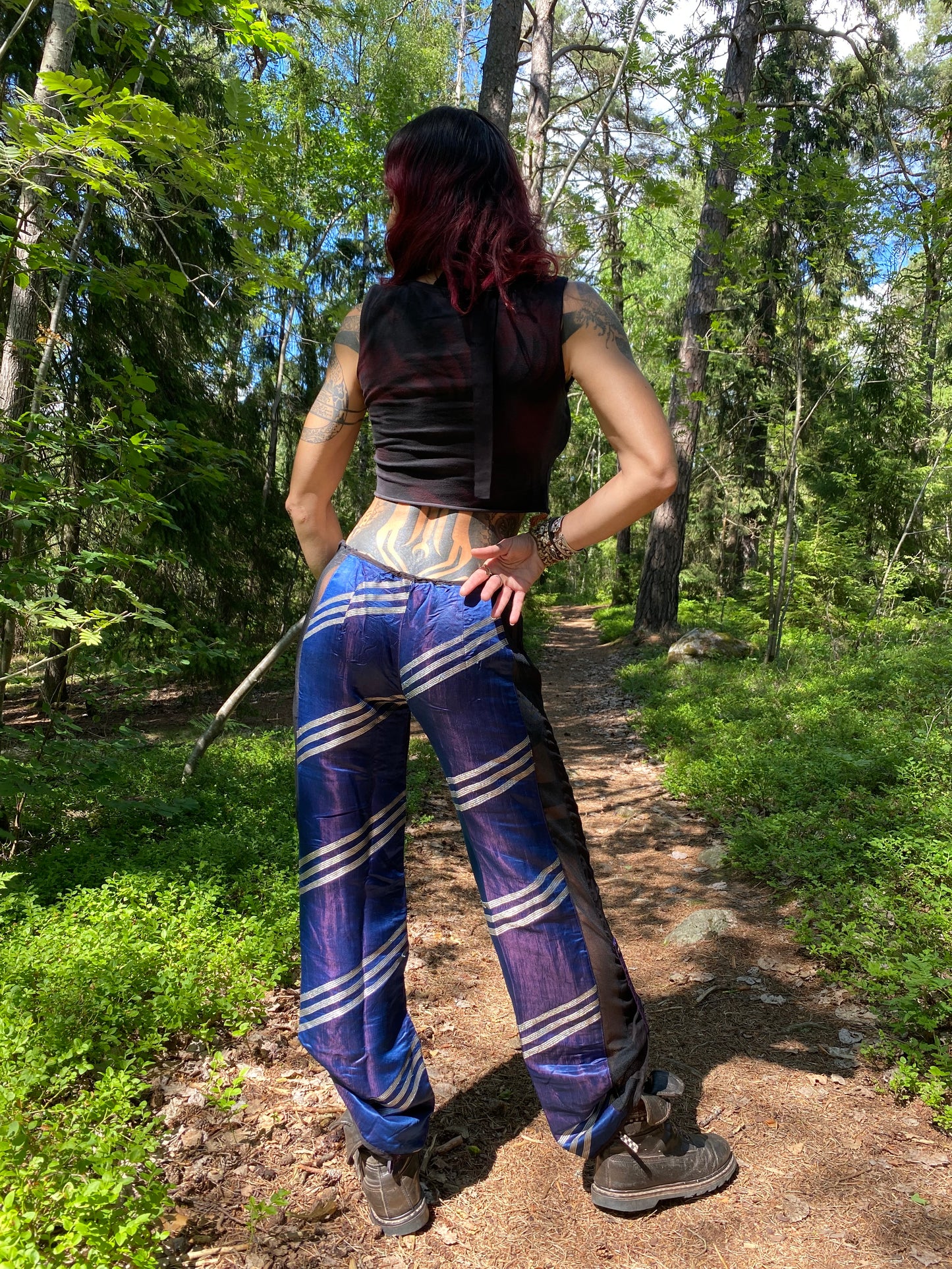 Silk suspender pants