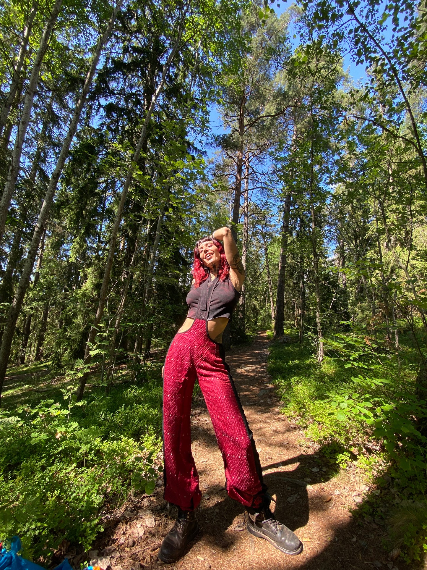 Silk suspender pants