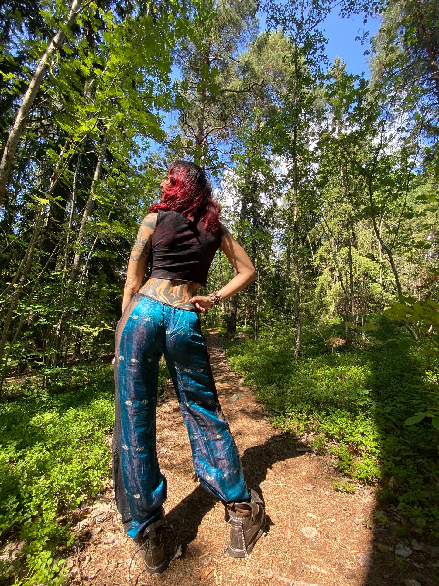 Silk suspender pants