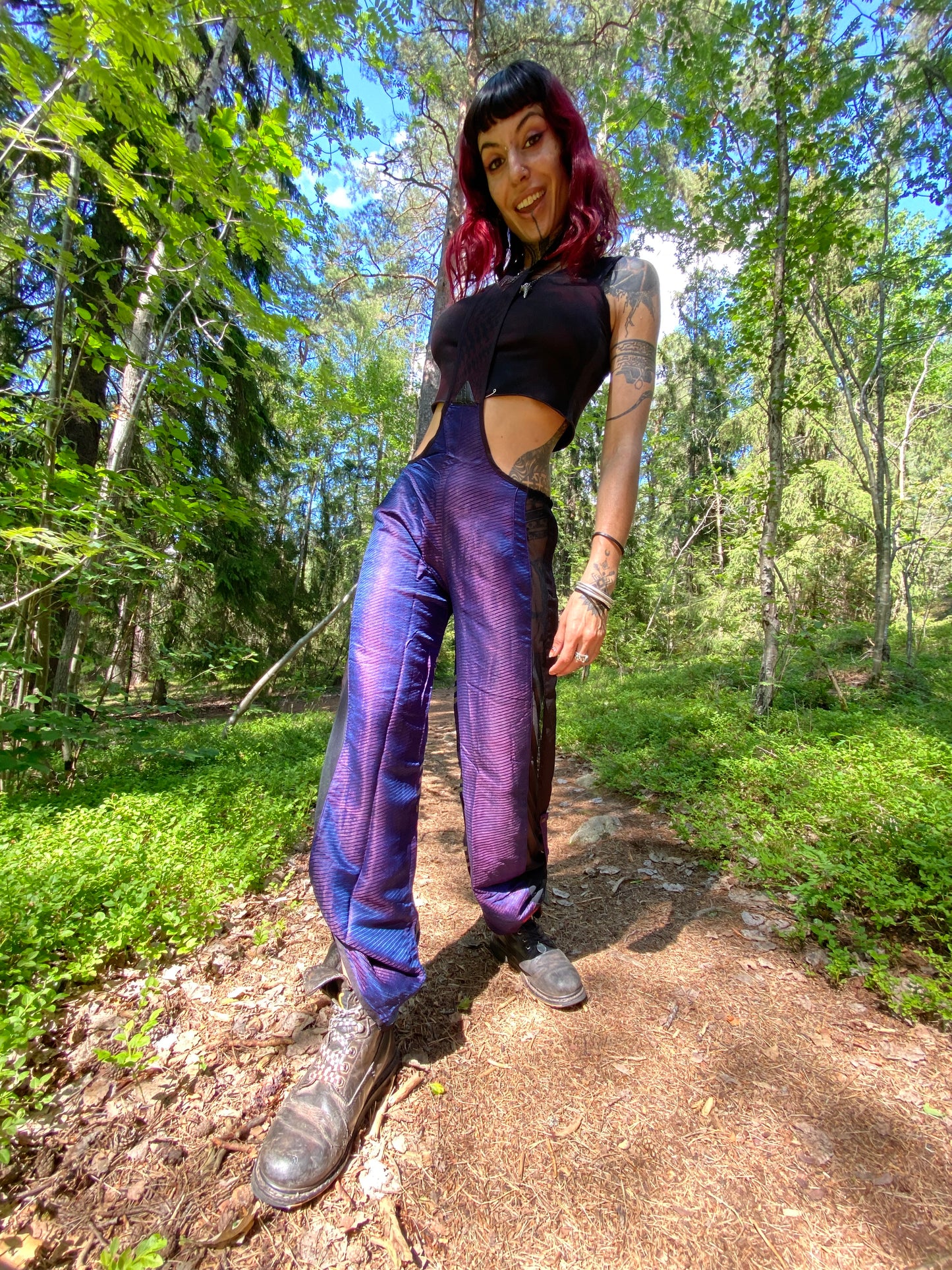 Silk suspender pants