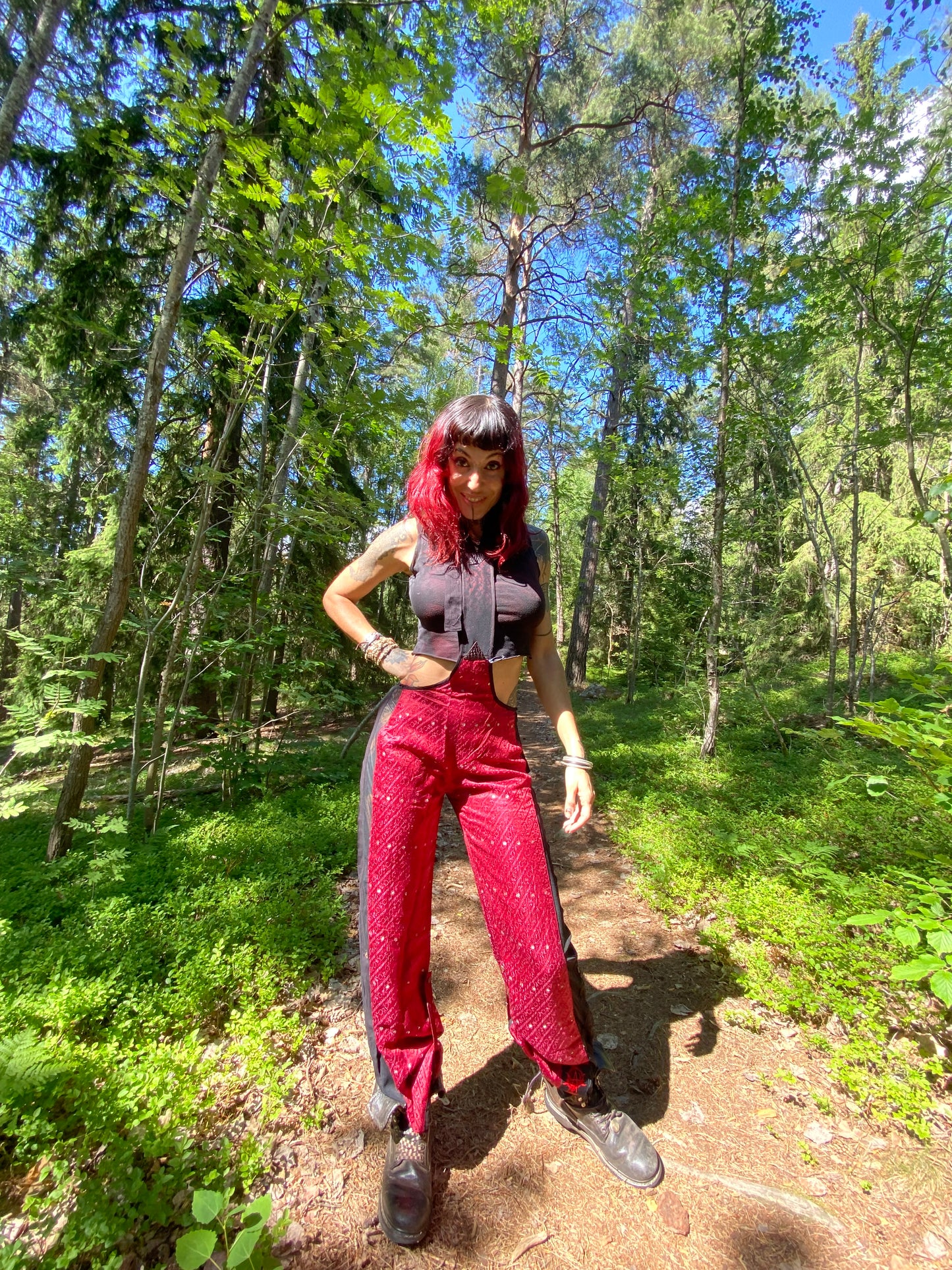 Silk suspender pants