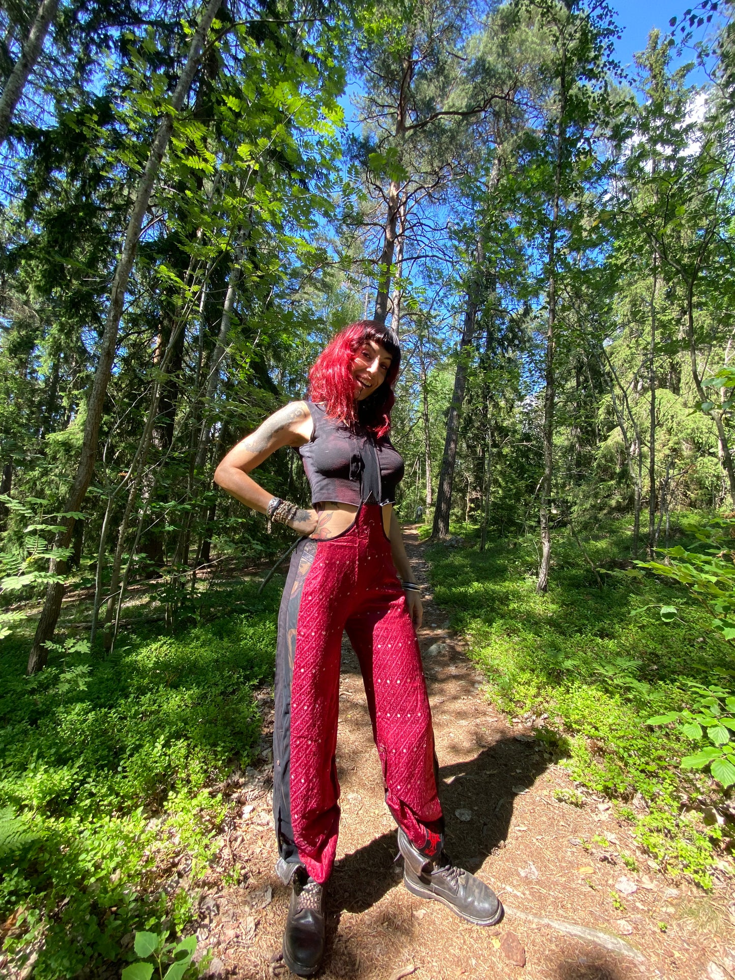 Silk suspender pants
