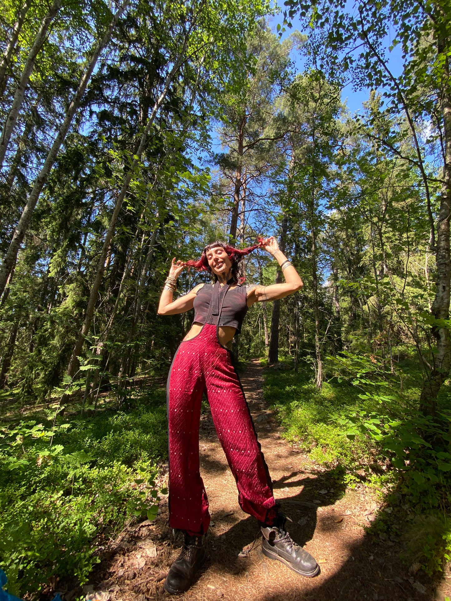 Silk suspender pants