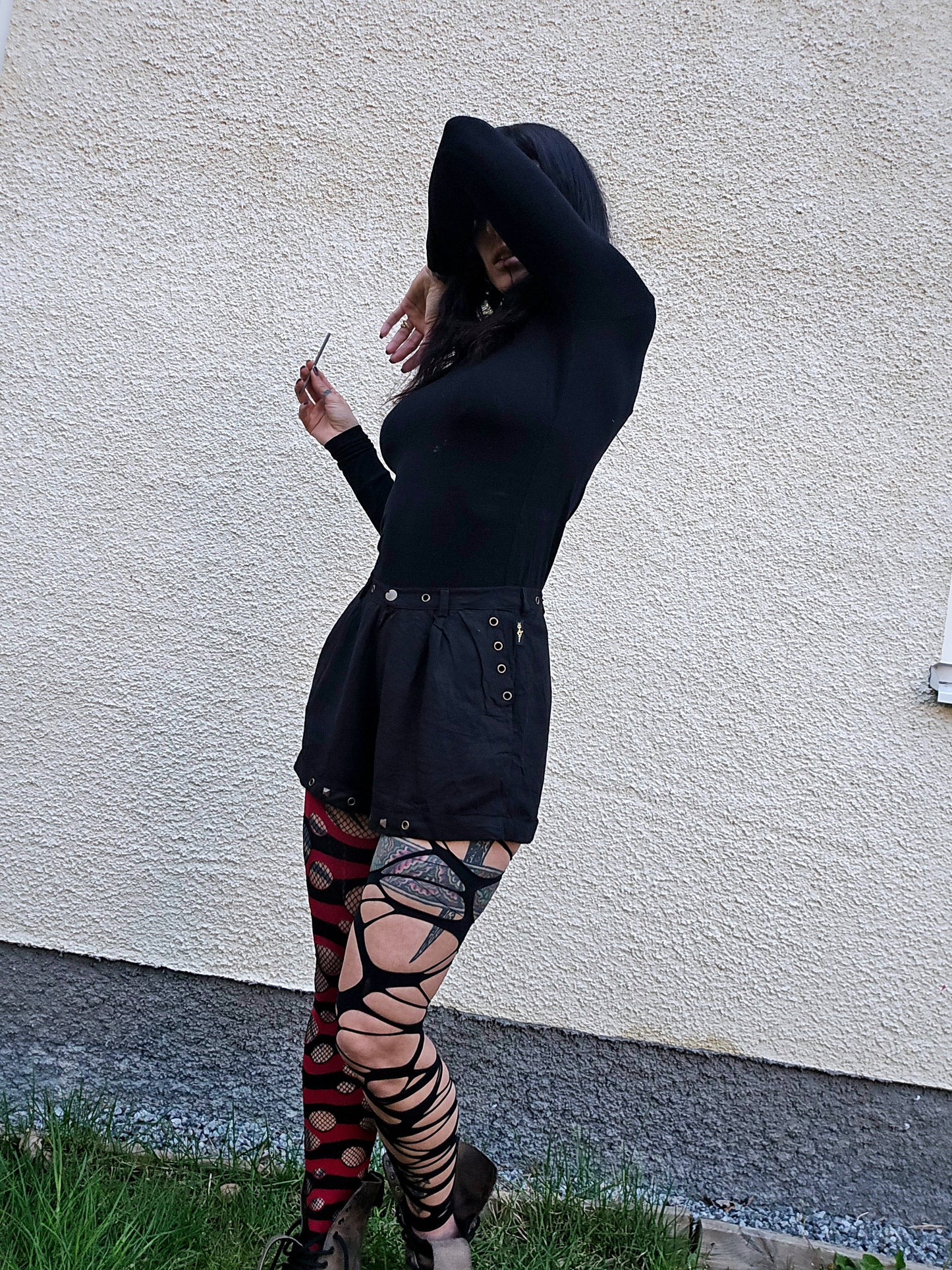 Black shorts with brass studs