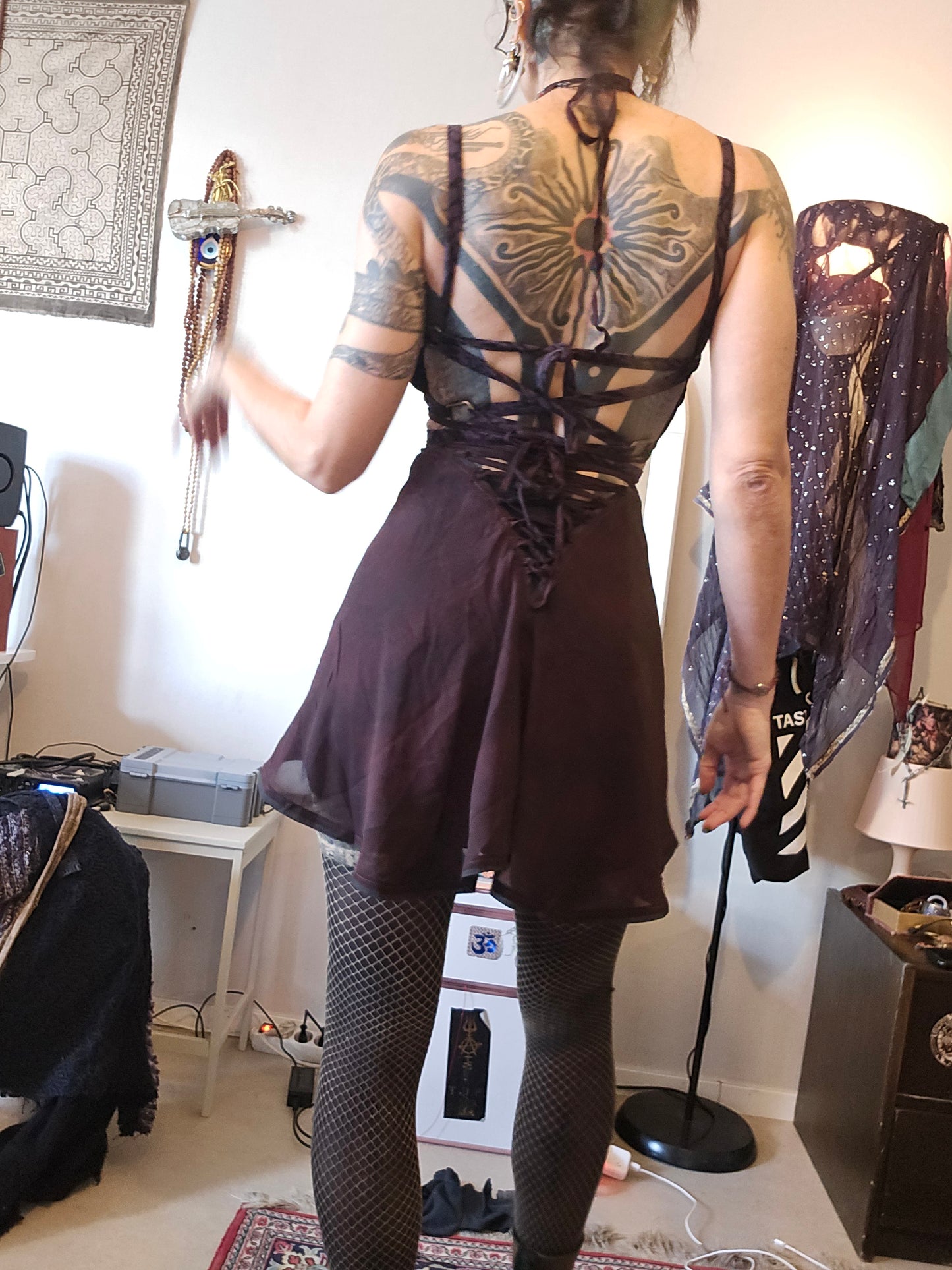 Upcycled Silk Suspender Dress