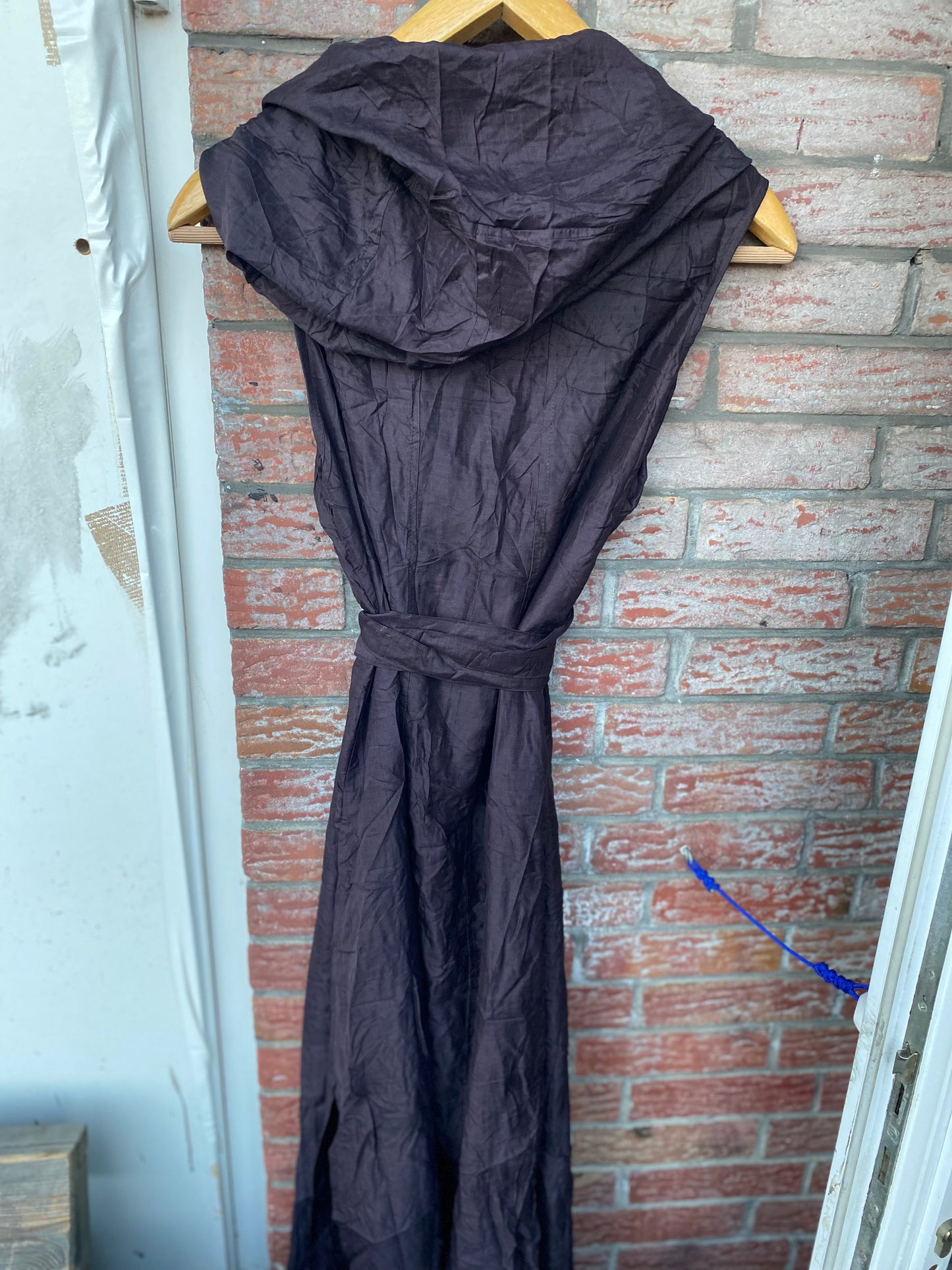 Silk kaftan long dress with big hoodie