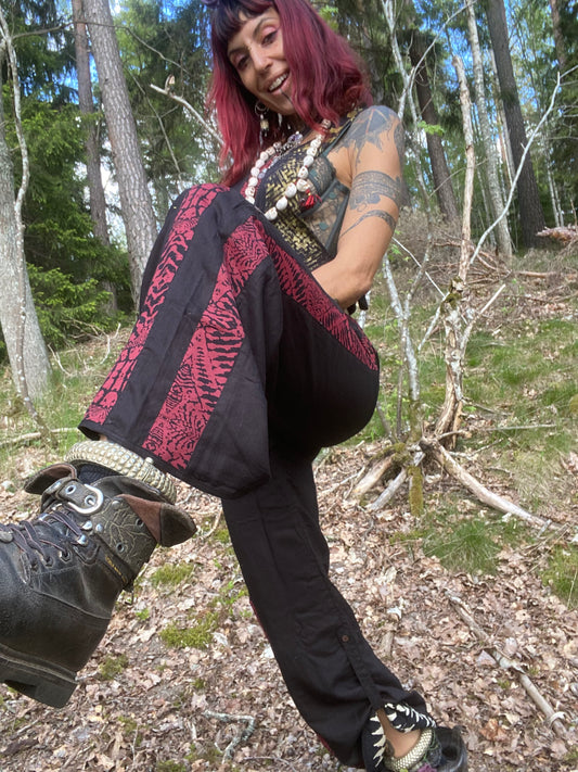 Suspender pants Red/Rayon
