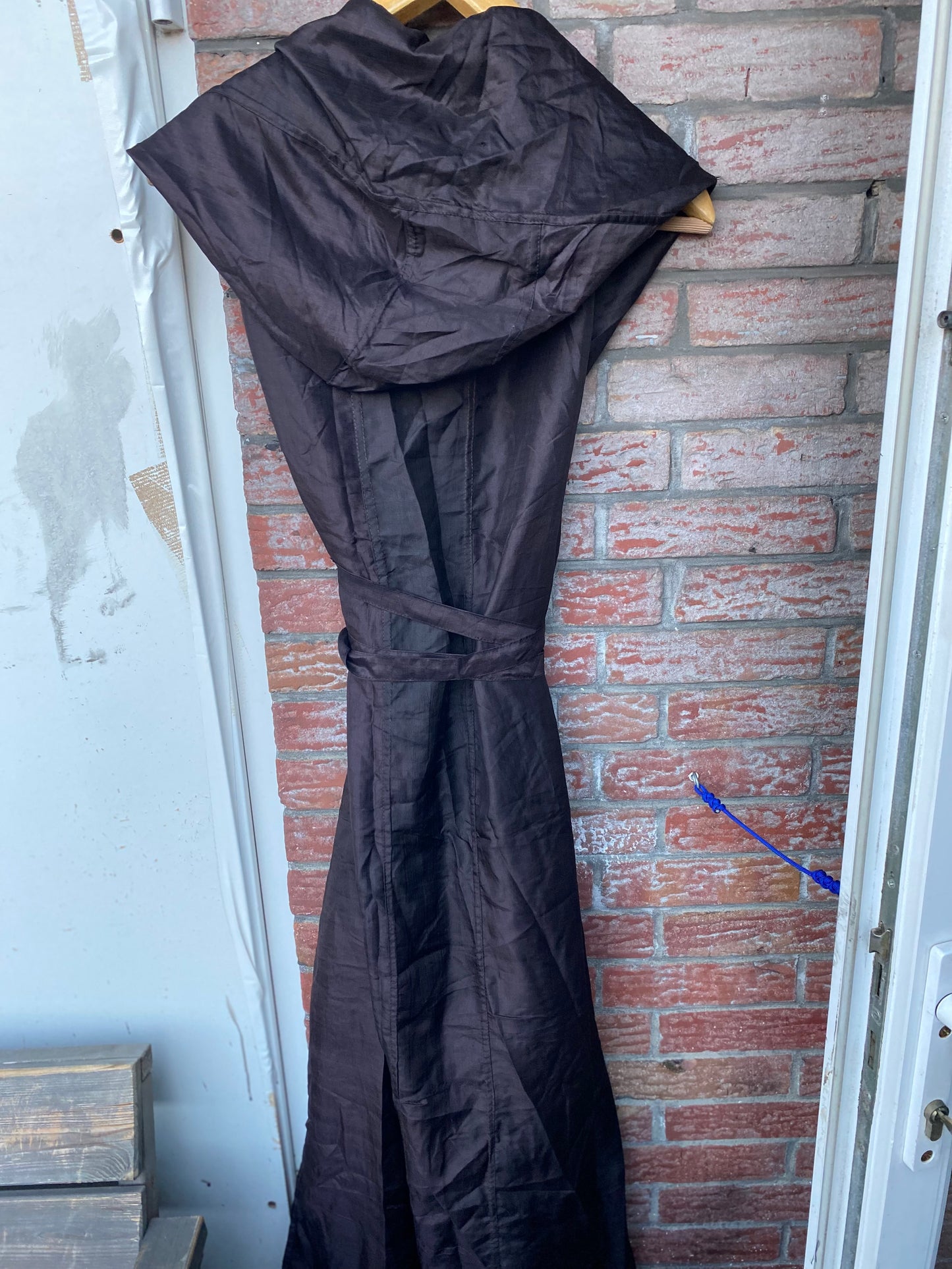 Silk kaftan long dress with big hoodie