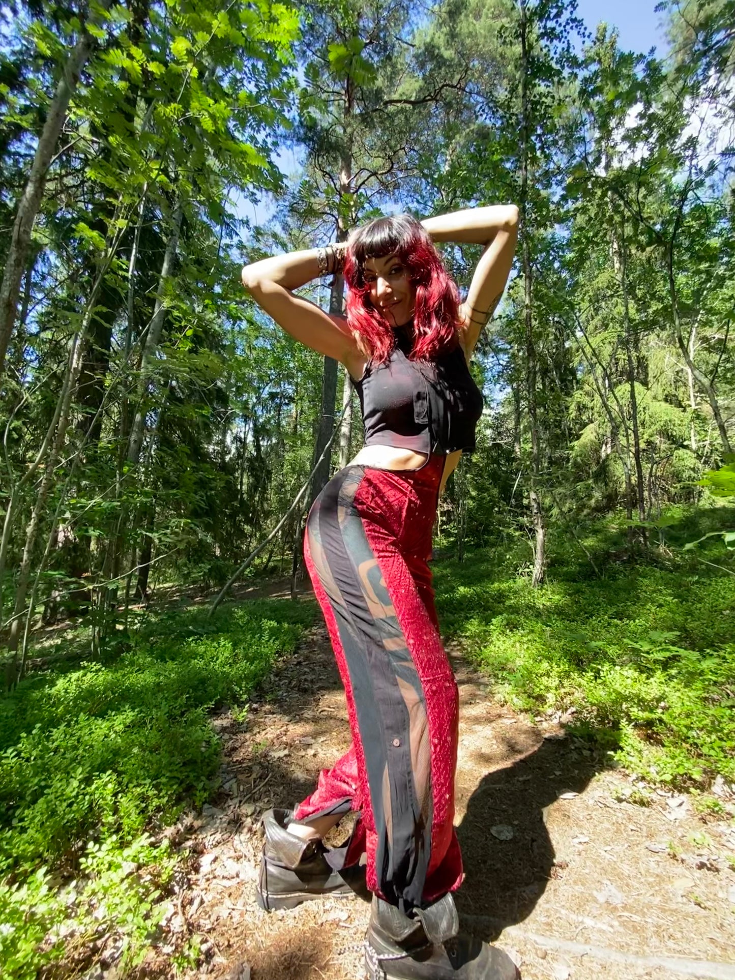 Silk suspender pants