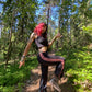 Suspender pants in ryon fabric with elastic lace on the sides