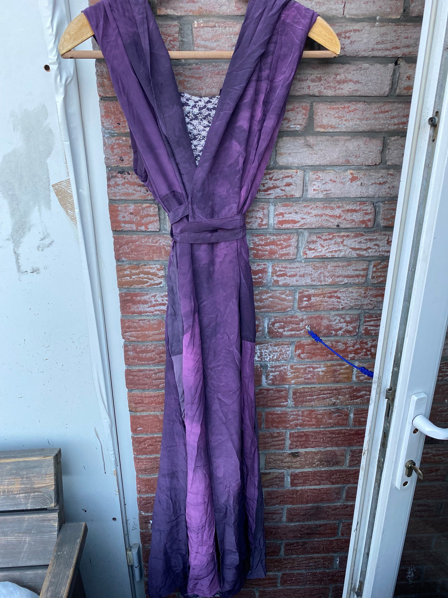 Silk kaftan long dress with big hoodie