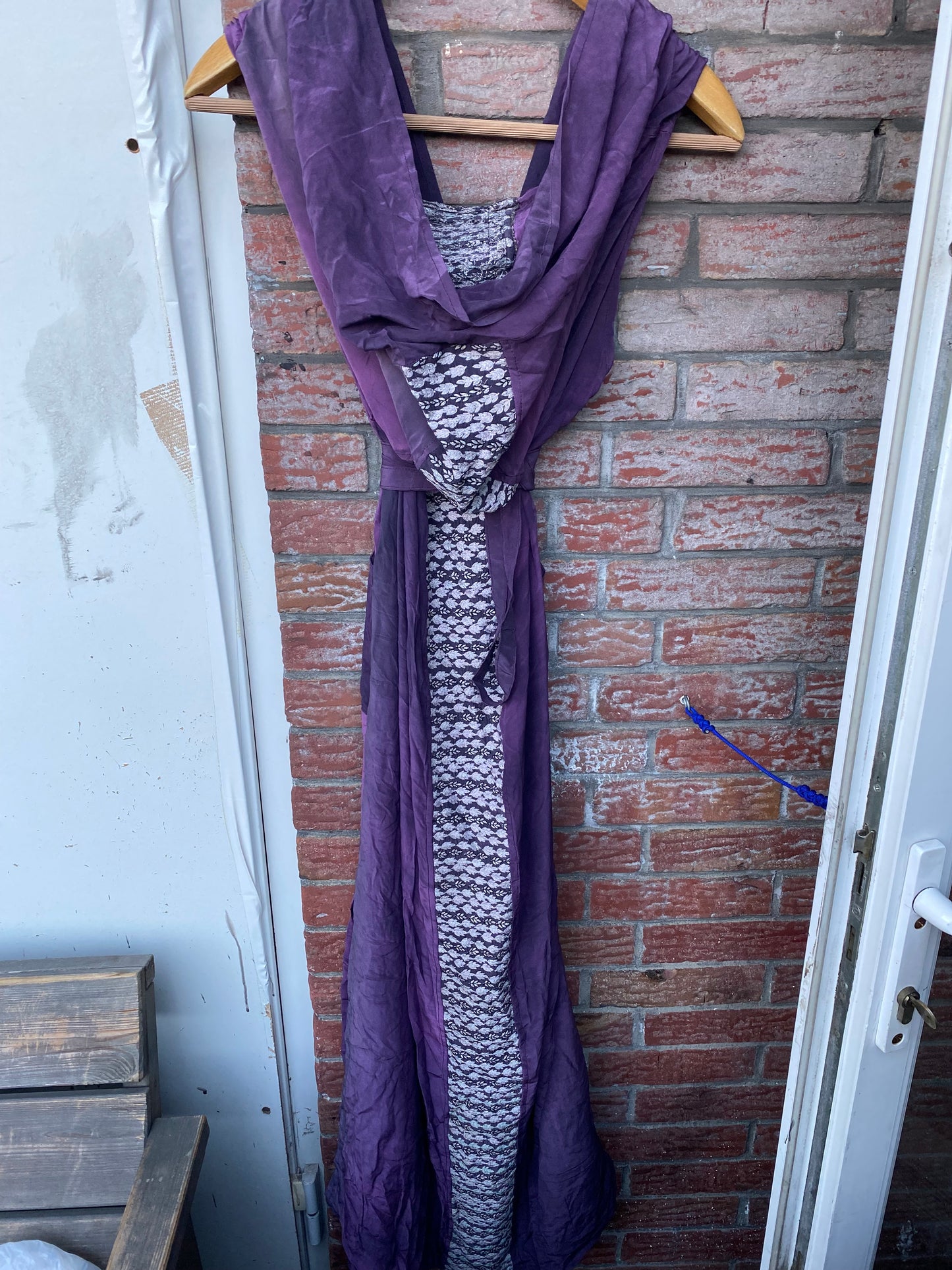 Silk kaftan long dress with big hoodie
