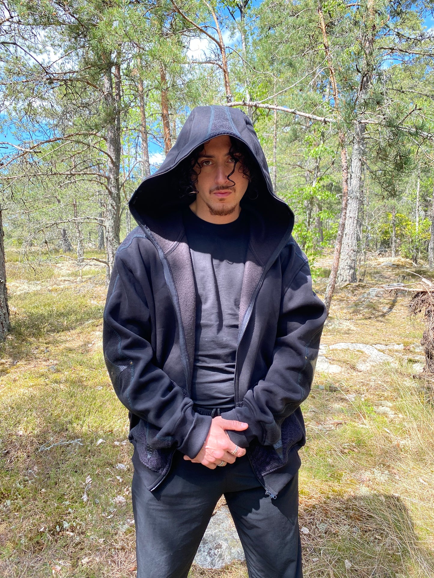 Black layered hoodie