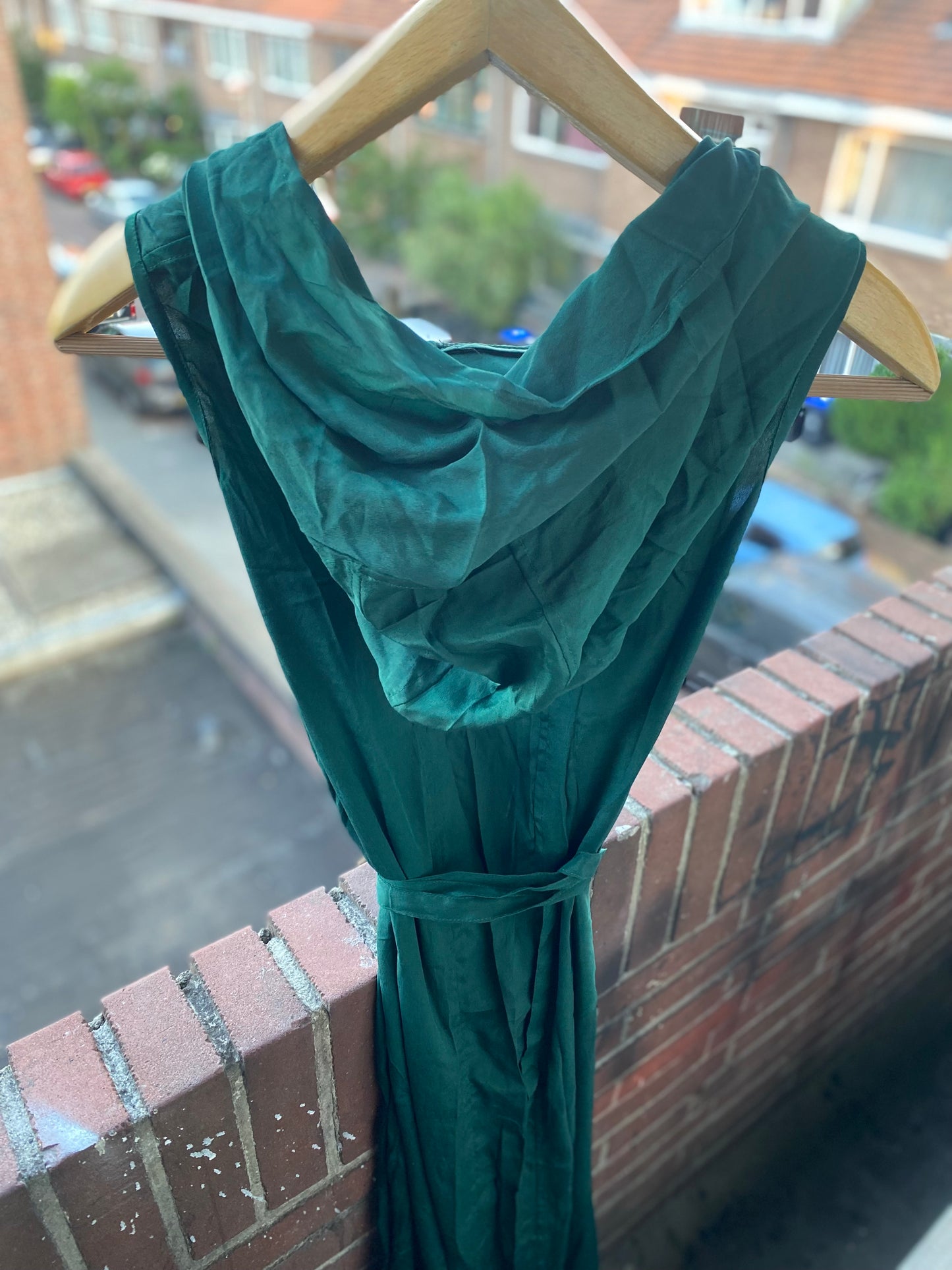 Silk kaftan long dress with big hoodie