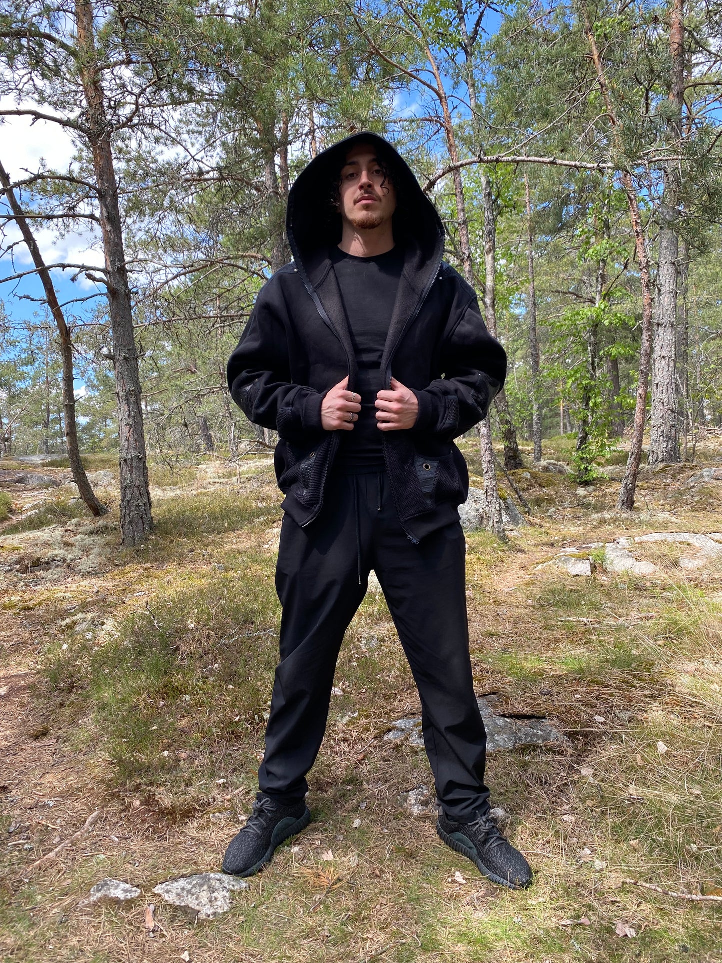 Black layered hoodie