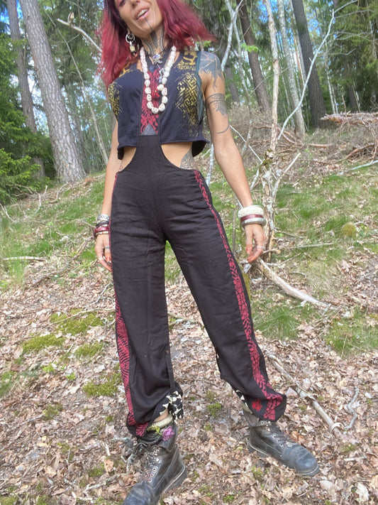 Suspender pants Red/Rayon