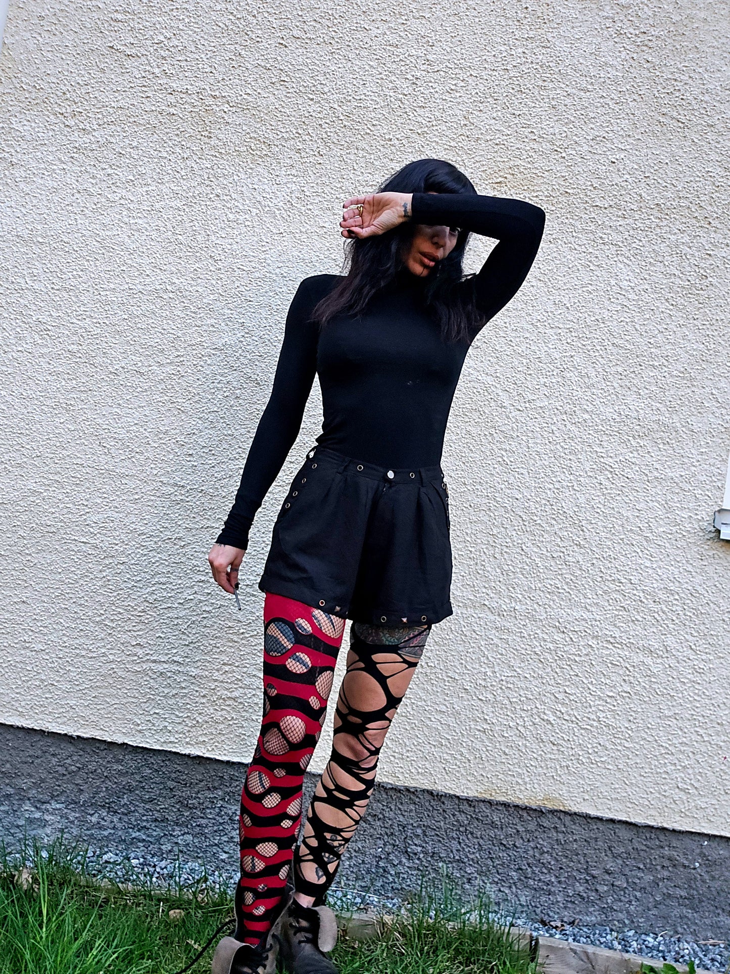 Black shorts with brass studs