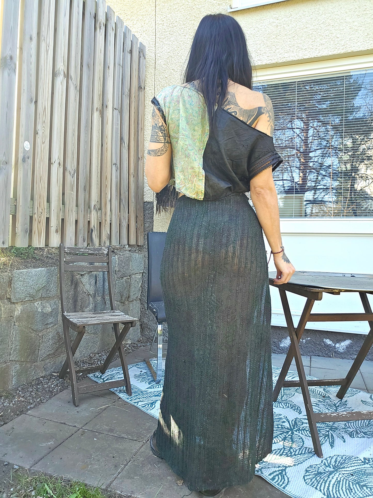 Long skirt with open side
