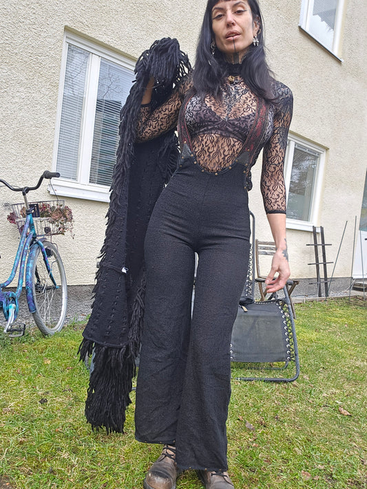 Black Suspender pants with lace Suspenders