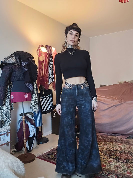 Upcycled Wide Boot‑Cut Pants