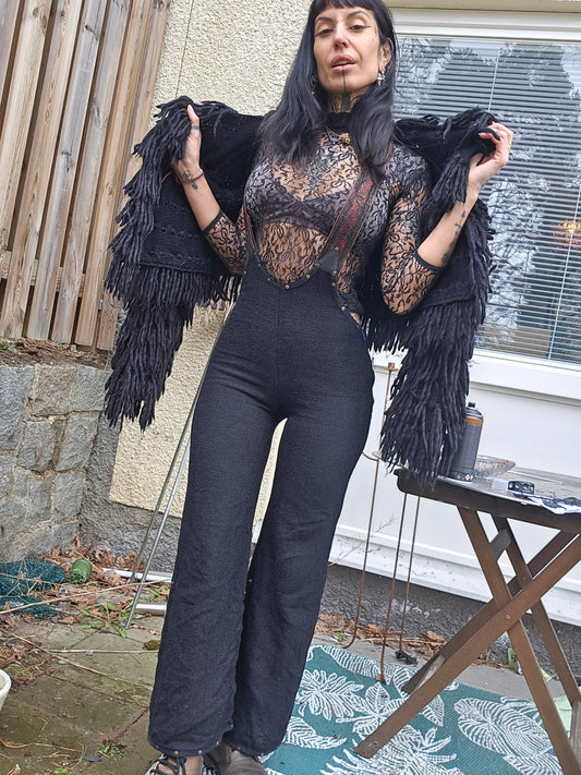 Black Suspender pants with lace Suspenders